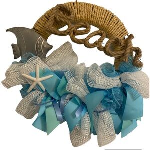 Nautical Wreath 15” Rope Beach Decor Fish Starfish Frontdoor